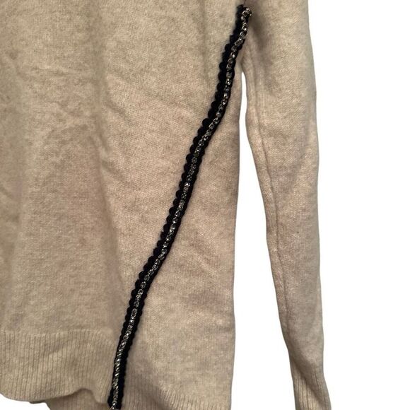 J. Crew tan wool sweater with jeweled accents - Picture 2 of 7